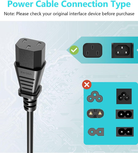 3 Prong AC Power Cord Cable Replacement for Electronics, TV, Computer, Printer, Radio, Monitor, Samsung, Dell, Vizio, LG, Asus, Laptop and More (10FT)